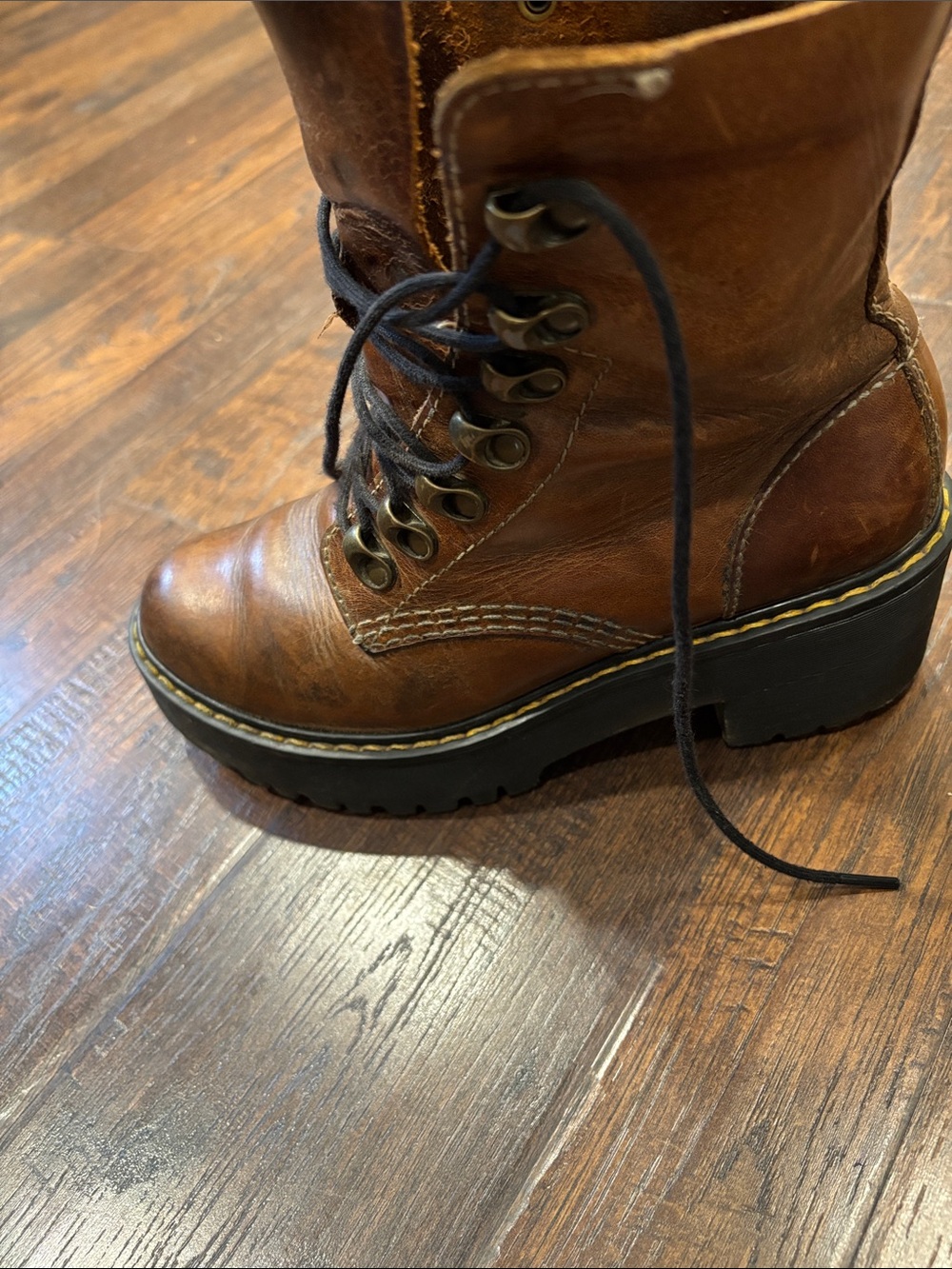 Dr. Martens Brown Leather Platform Lace-Up Boots